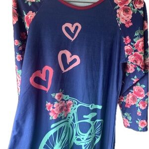 Floral Heart Bicycle Print Top
